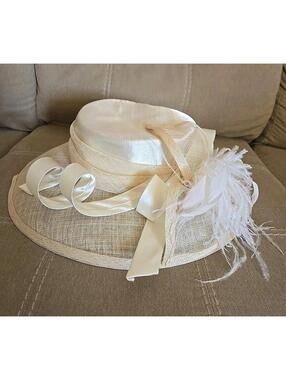 Wide Brim Sinamay Brooch Bow Kentucky Derby Wedding Hat Church Dressy Cocktail